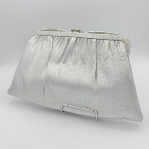 Stunning Vintage Ande Silver Shimmery Clutch Purse Evening Bag